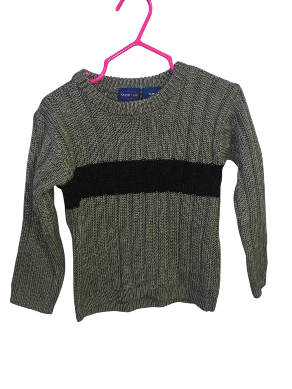 Charles Klein 3T Green Knit Sweater with Black Stripe